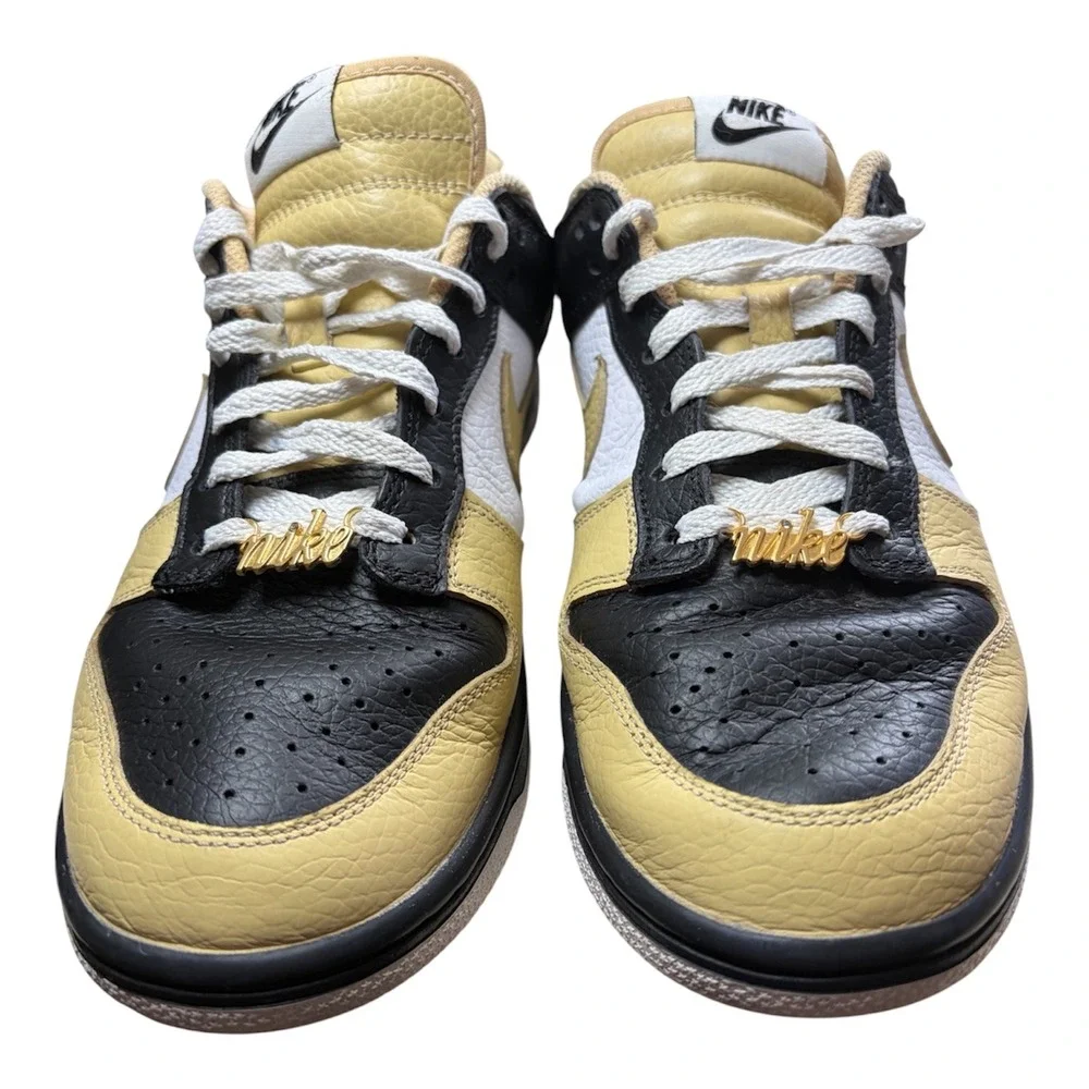 Nike Dunk Low Buff Gold Black White Tumbled Leather Sneakers DV7210-700‎